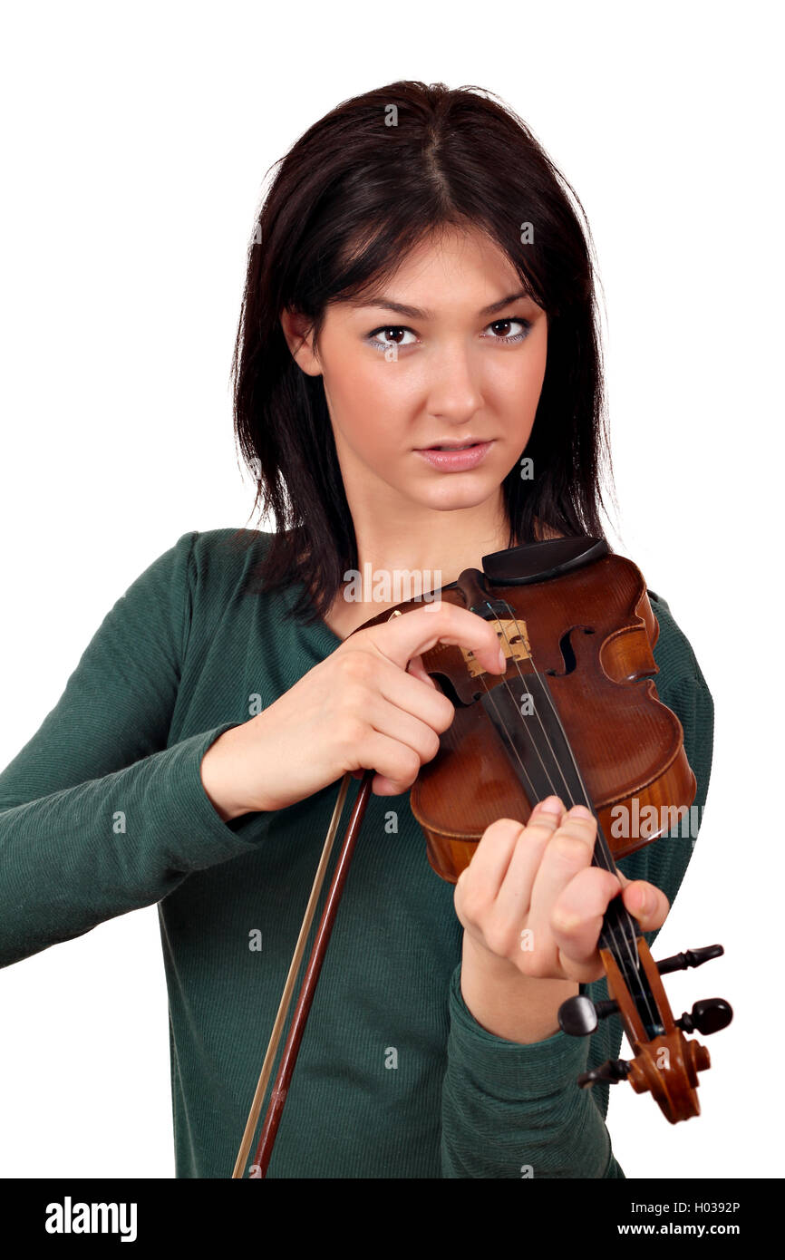 beautiful girl with violin portrait Stock Photo - Alamy