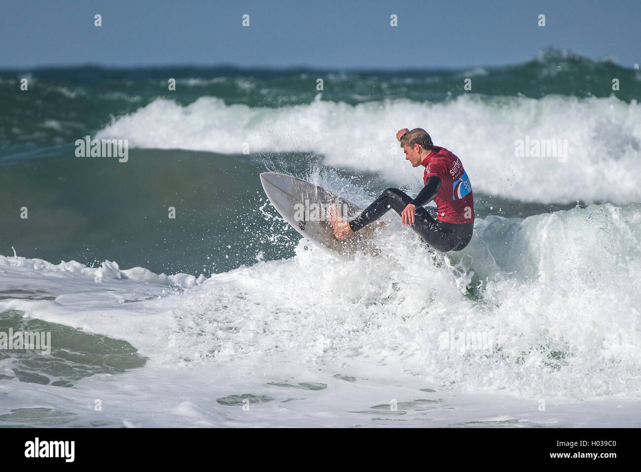 The Surfing GB Inter-Clubs Surfing Competition at Fistral in Newquay Stock Photo