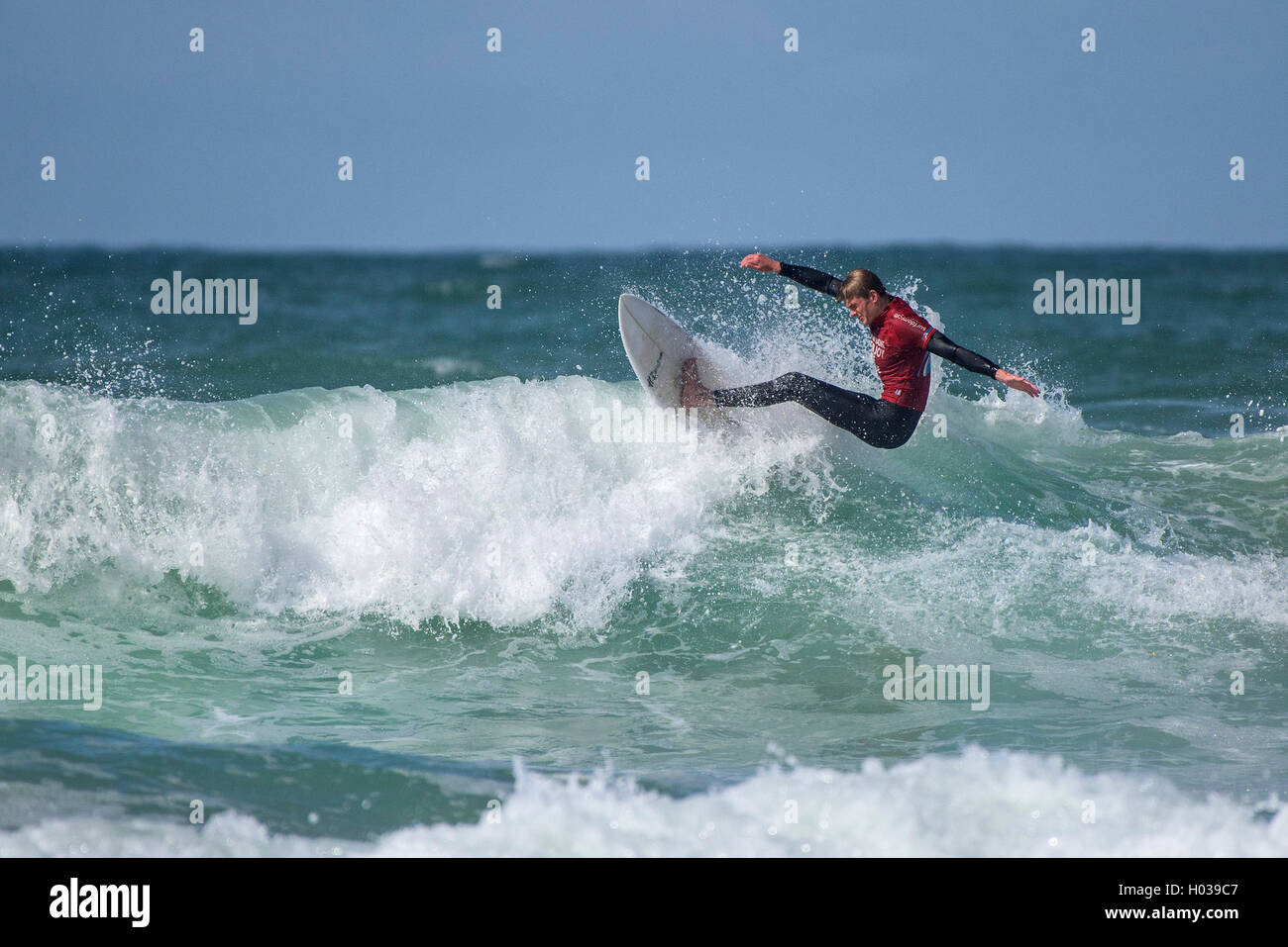 The Surfing GB Inter-Clubs Surfing Competition at Fistral in Newquay Stock Photo