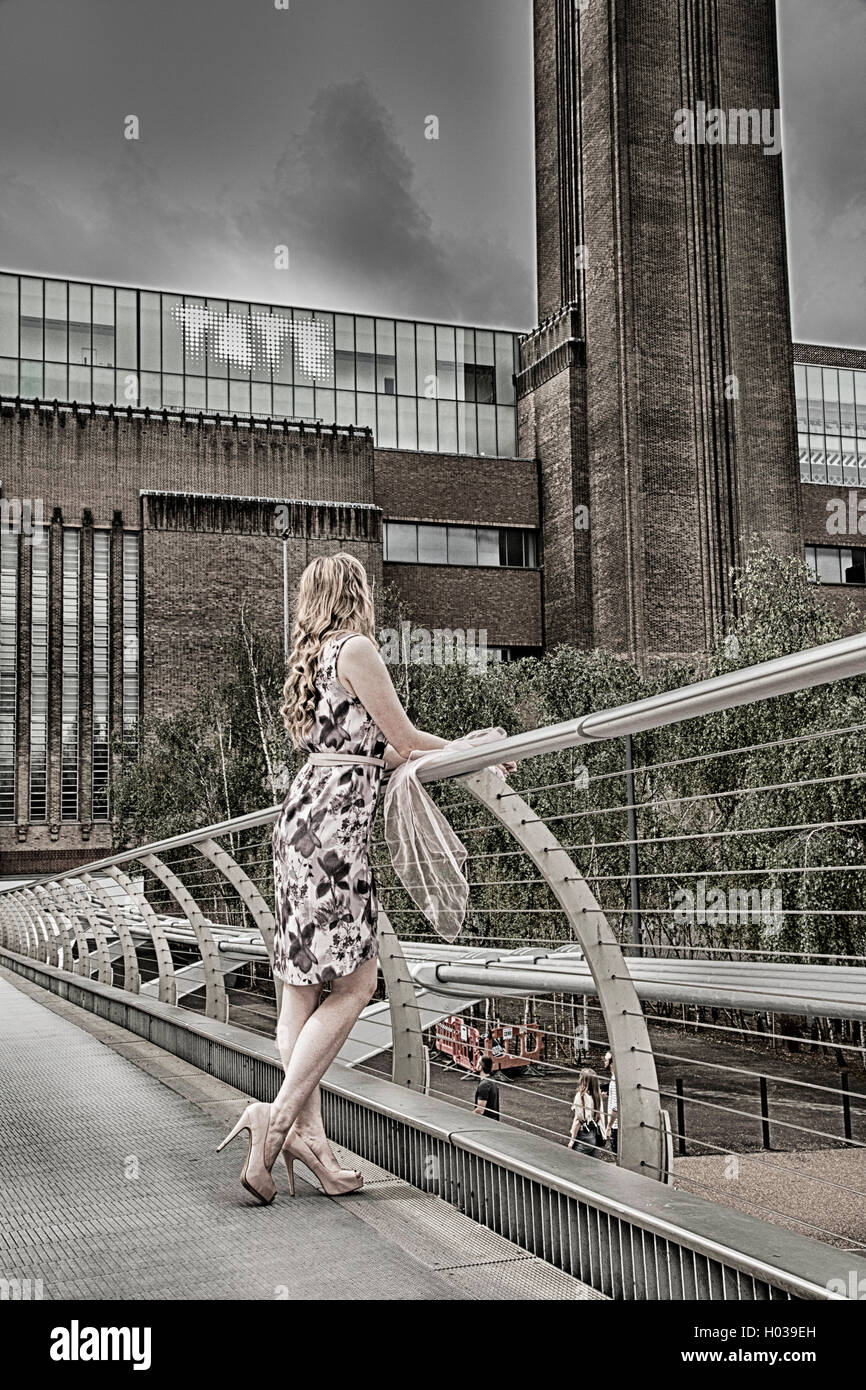 The Millennium Bridge and Tate Modern Stock Photo