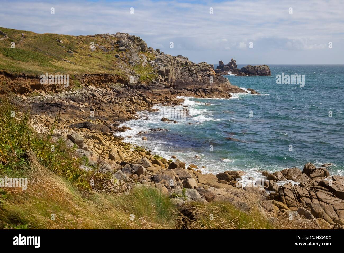 Looking towards Peninnis Head, St Mary's, Isles of Scilly, England Stock Photo