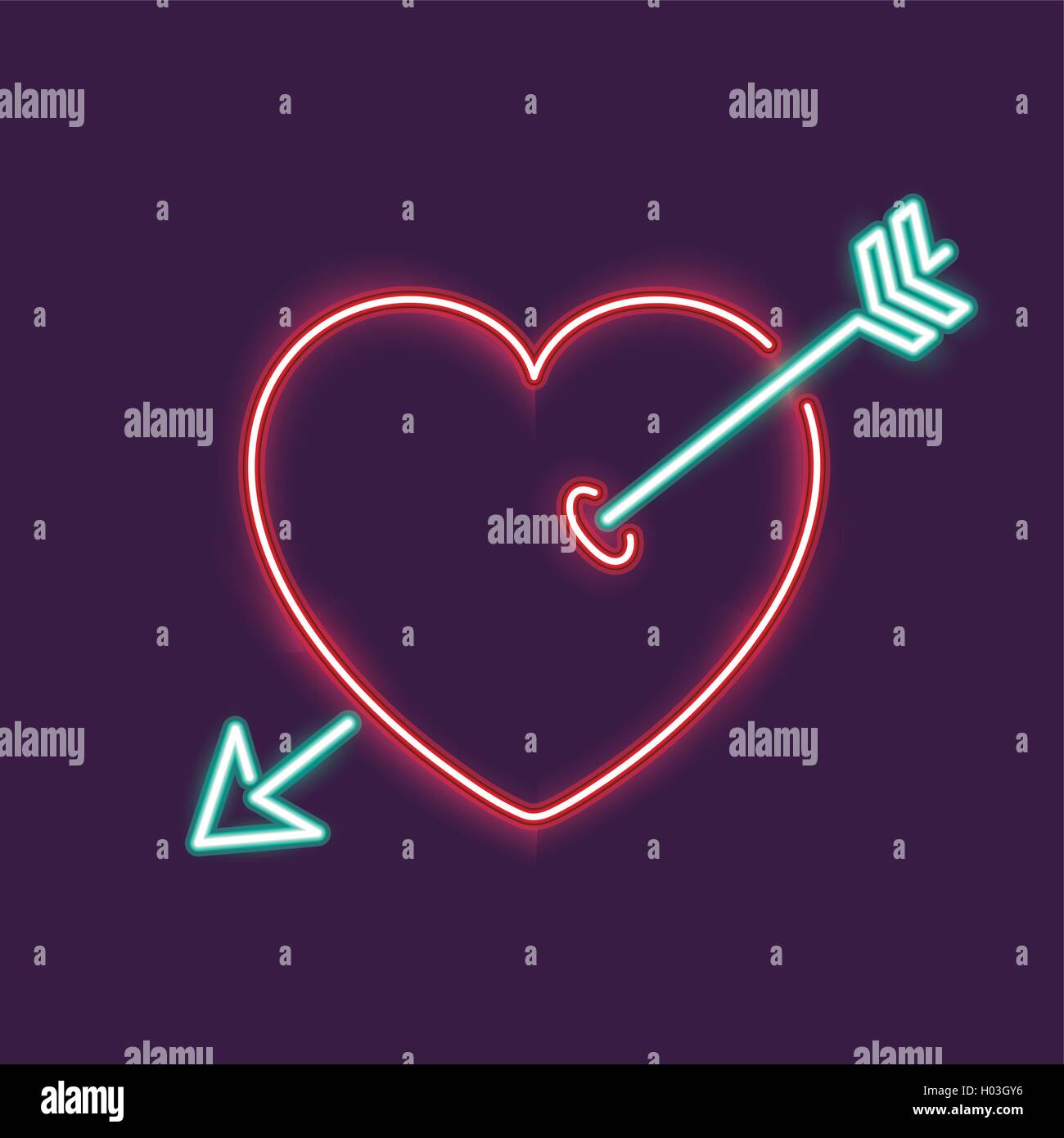 Neon heart and arrow silhouette icon Stock Vector Image & Art - Alamy