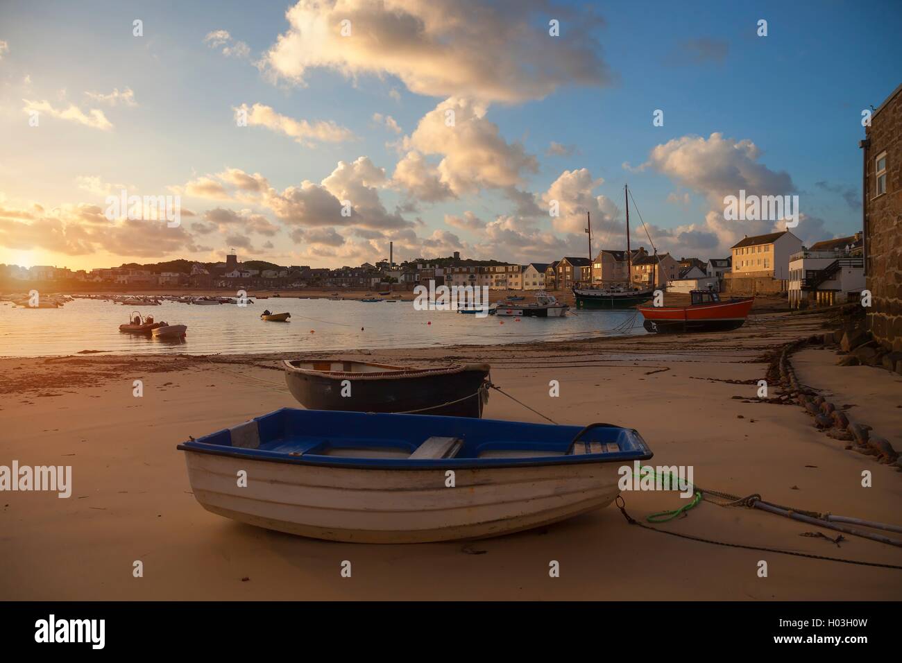 St Mary's Harbour at dawn, St Mary's, Isles of Scilly, England Stock Photo