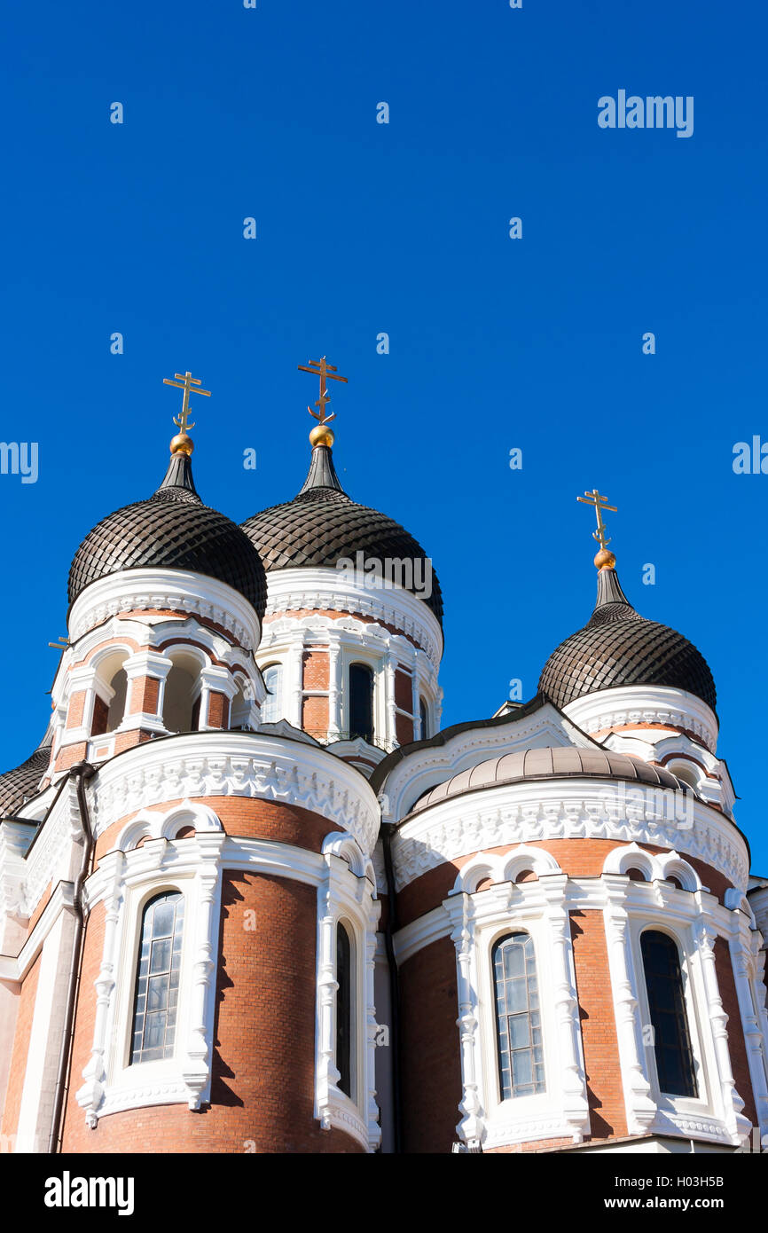 Towers of Aleksander Nevski catherdral in the old town of Tallinn, Estonia Stock Photo