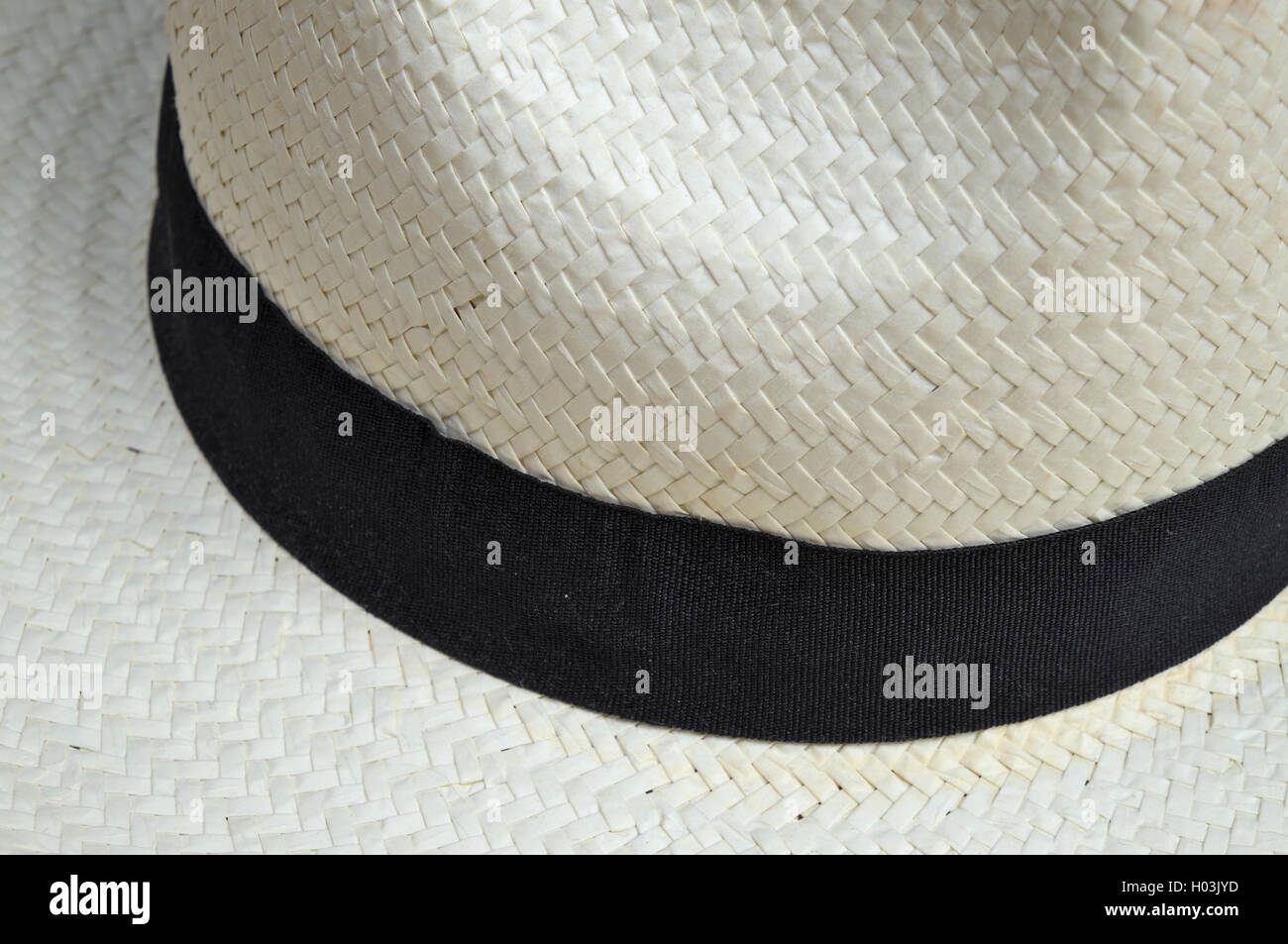 White Panama summer straw hat. Fashion and vacations theme Stock Photo