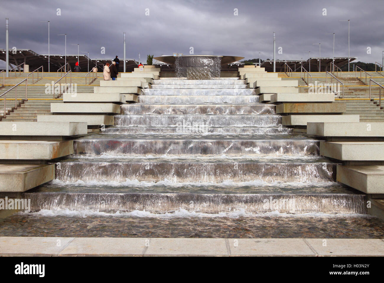 Fountain falls with cascade. Olympic Park in Sochi, Russia, 15-10-2015 Stock Photo