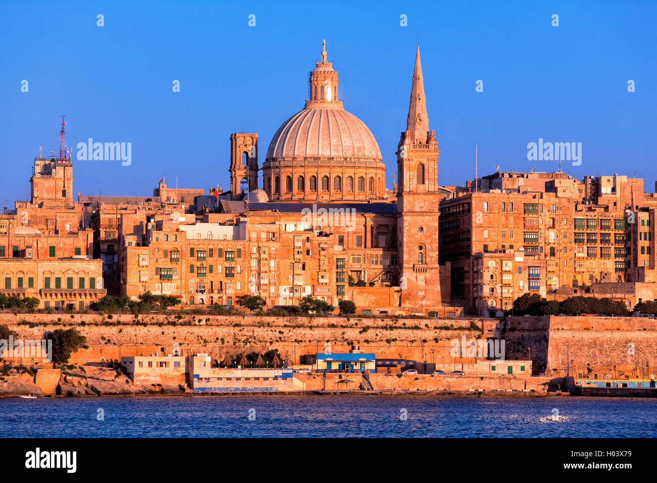 Valletta skyline in Malta Stock Photo