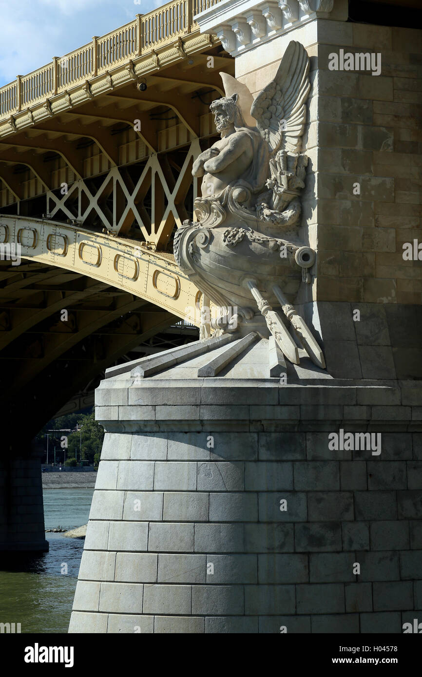 Sculpture on bridge head, Budapest, Hungary Stock Photo