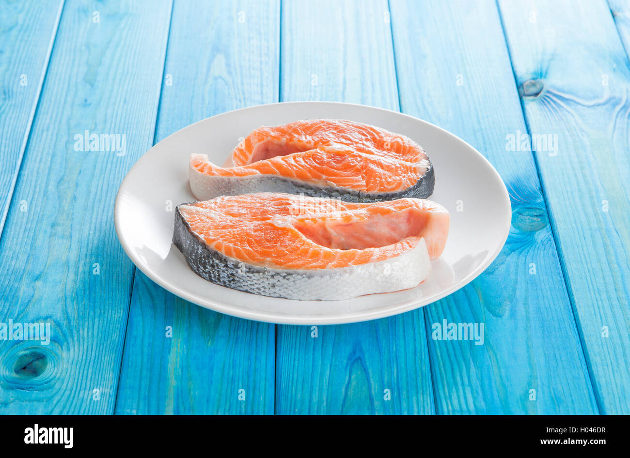 Fresh salmon fish steak Stock Photo