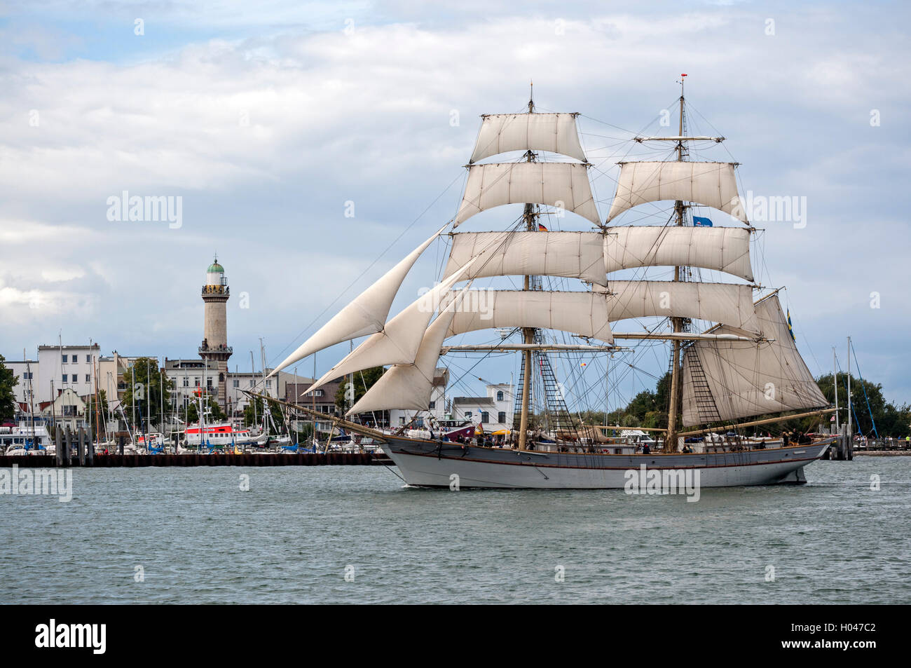 Passing boats at the 2016 Hanse Sail at Rostock Warnemünde , Germany