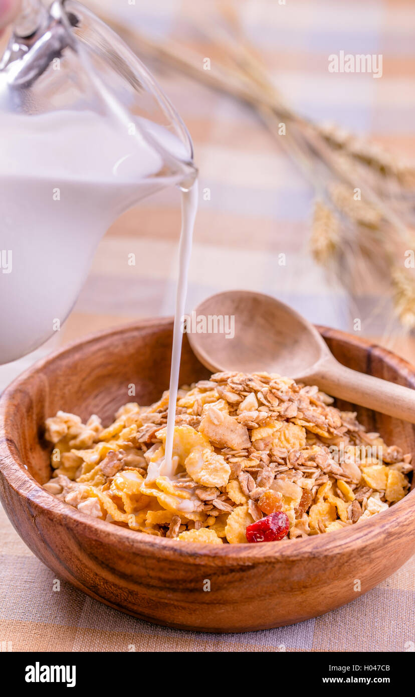 Muesli with milk Stock Photo Alamy