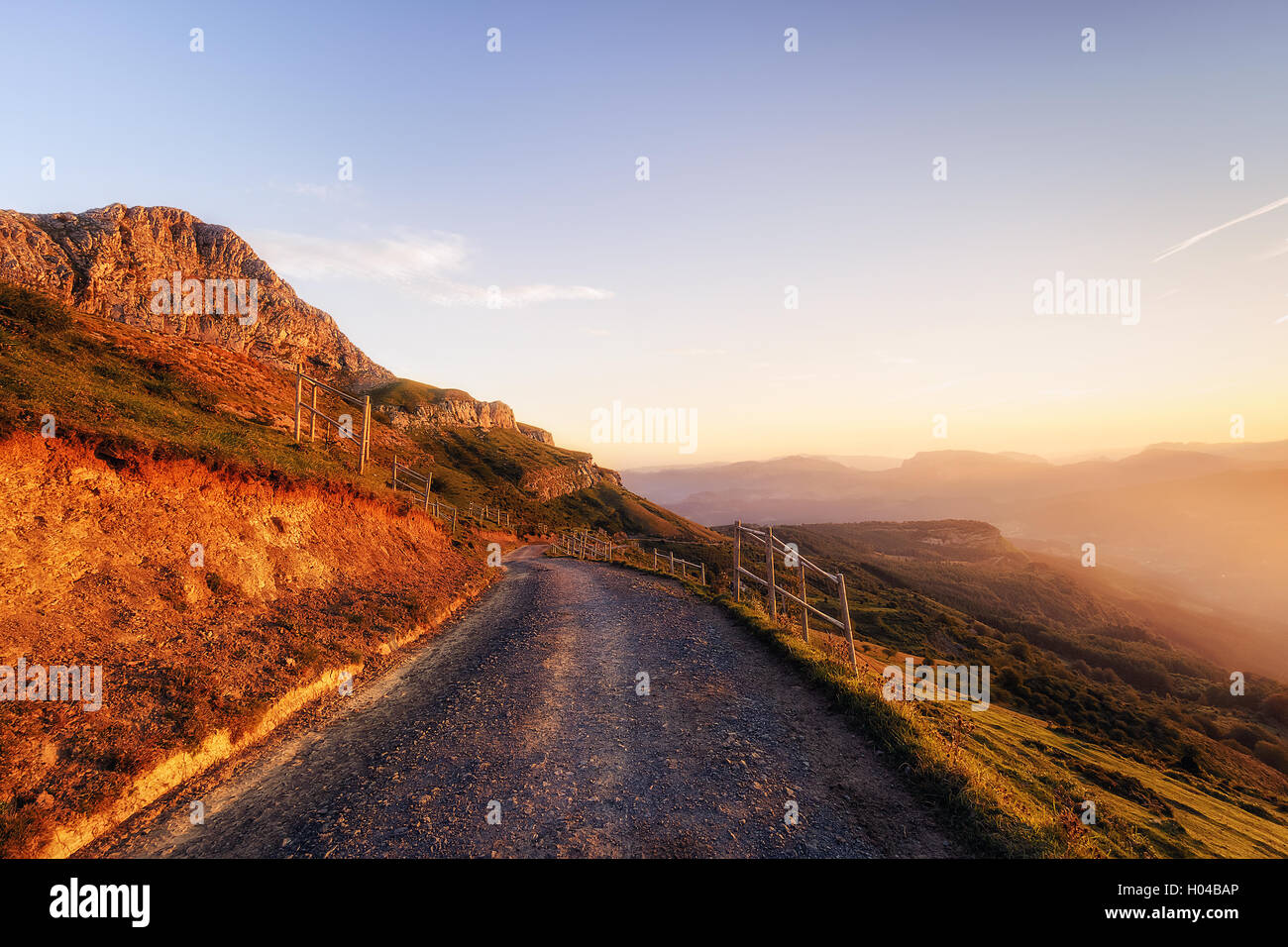 lekanda peak in Gorbea at sunrise Stock Photo