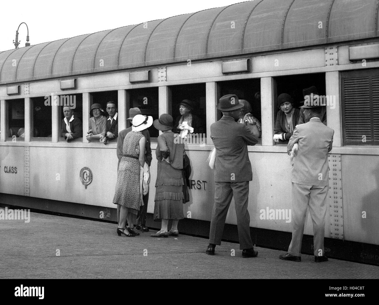 First class passengers boarding train 1st Class Railway Carriages In Cairo Railway Station Egypt 1934 Stock Photo