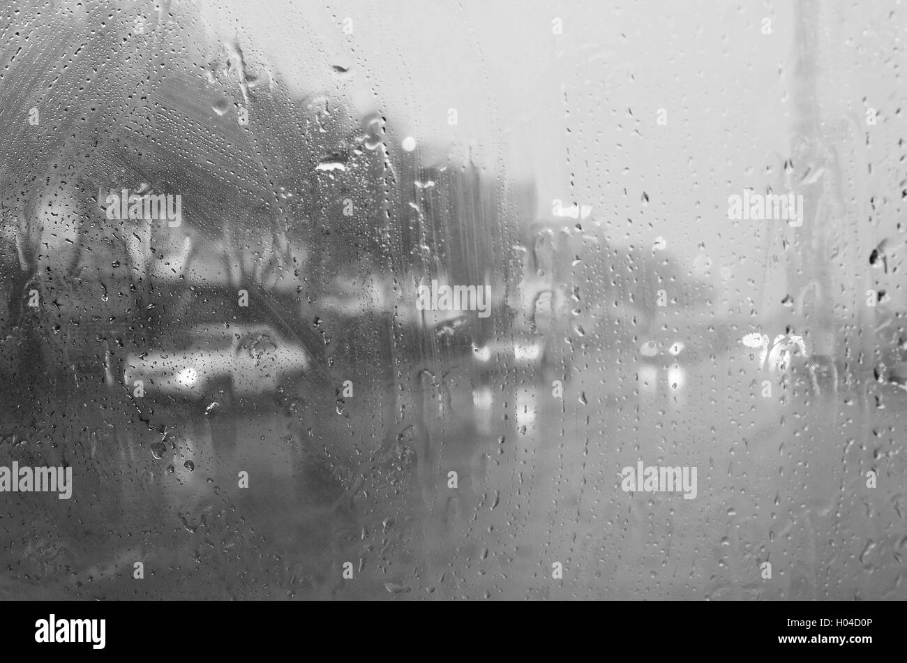 car in town in rainy day Stock Photo