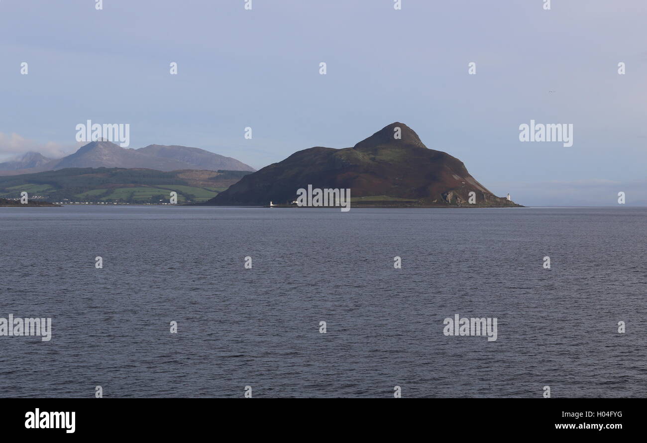 Mullach Mor on Holy Isle and Goatfell Arran Scotland  September 2016 Stock Photo