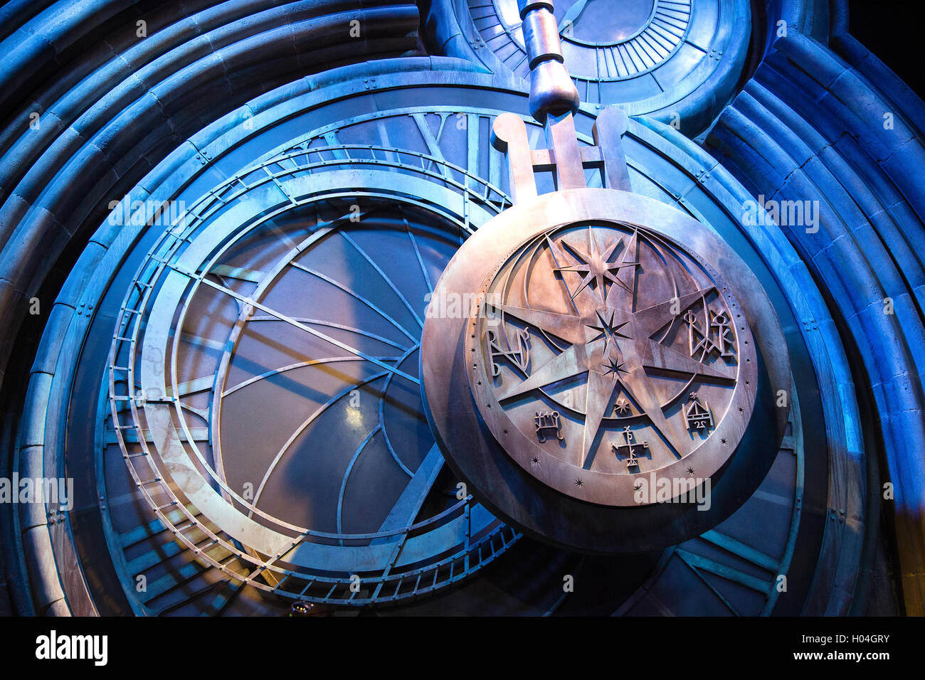 Hogwarts Clock Tower, Warner Bros Studio Tour, London, UK Stock Photo