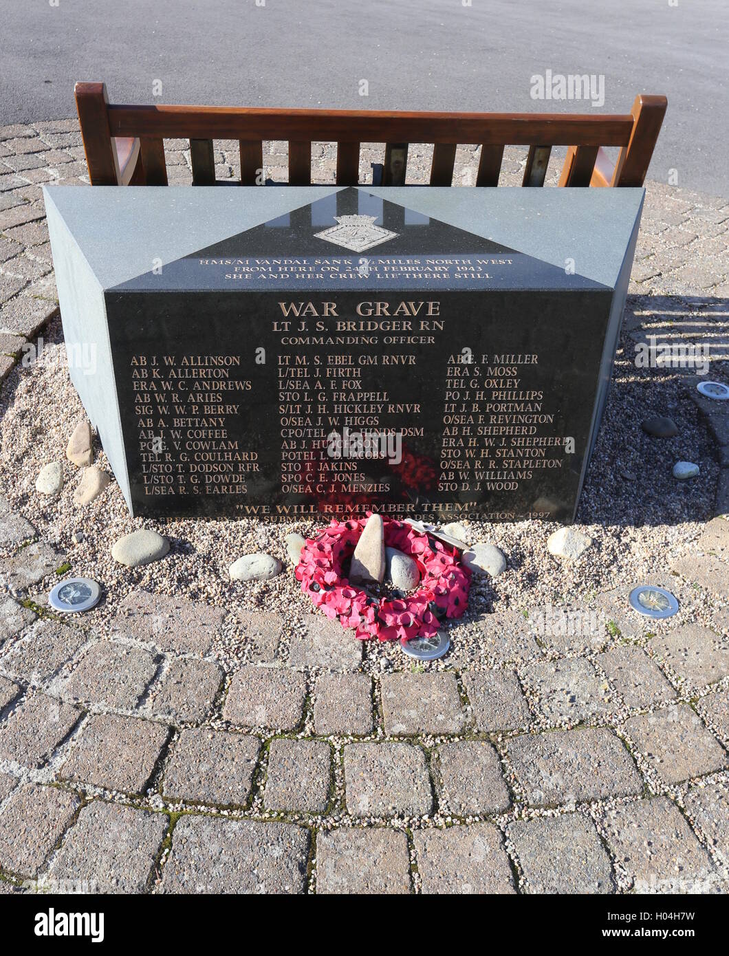 War grave memorial to HMS Vandal Lochranza Isle of Arran Scotland  September 2016 Stock Photo