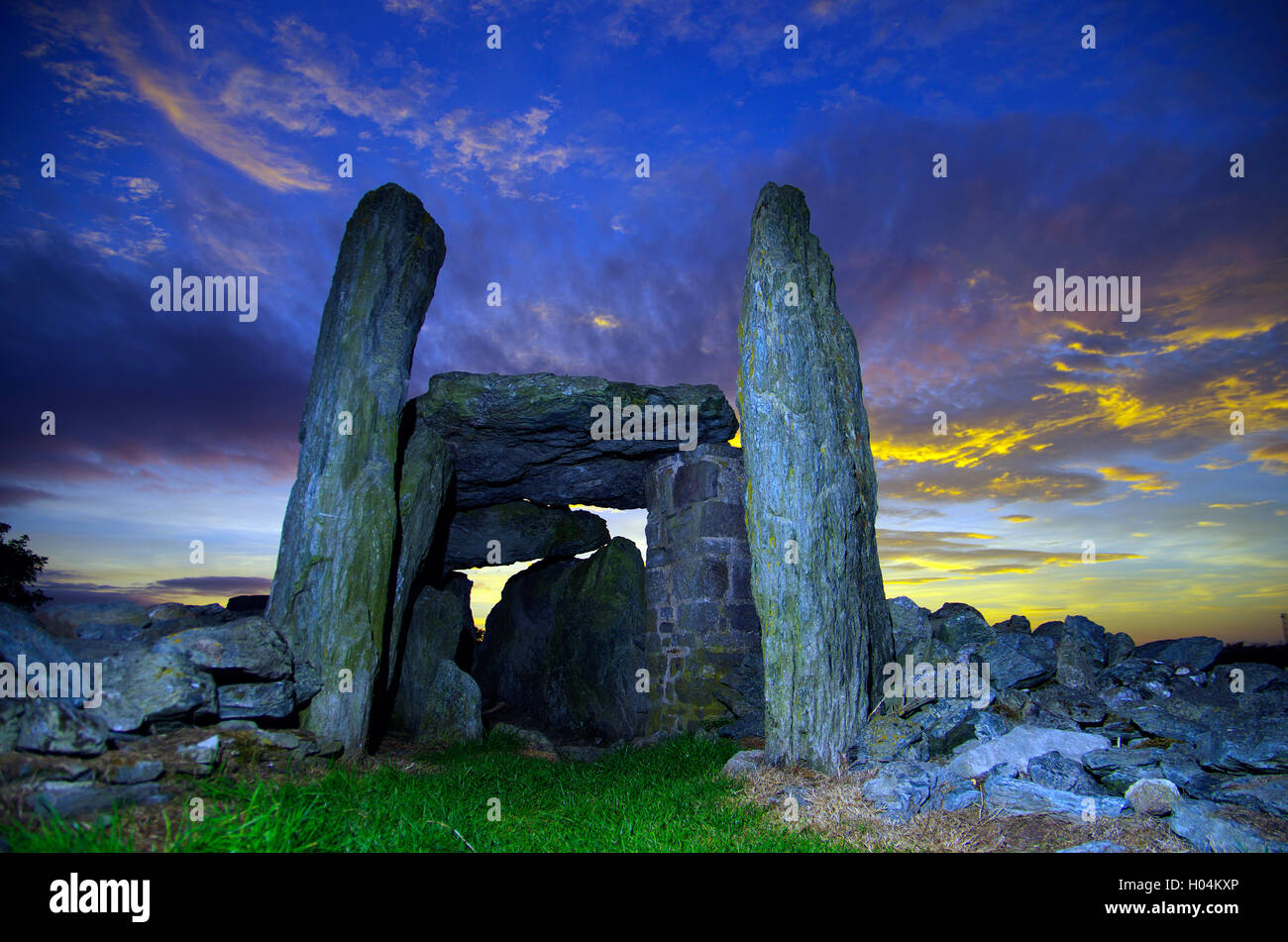 Trefignath, Neolithic Burial Chamber, Holyhead, Anglesey, North Wales, United Kingdom Stock