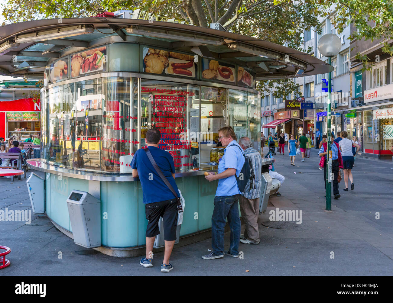 Wurstelstande (hot dog stand) at Schwedenplatz, Vienna, Austria Stock Photo