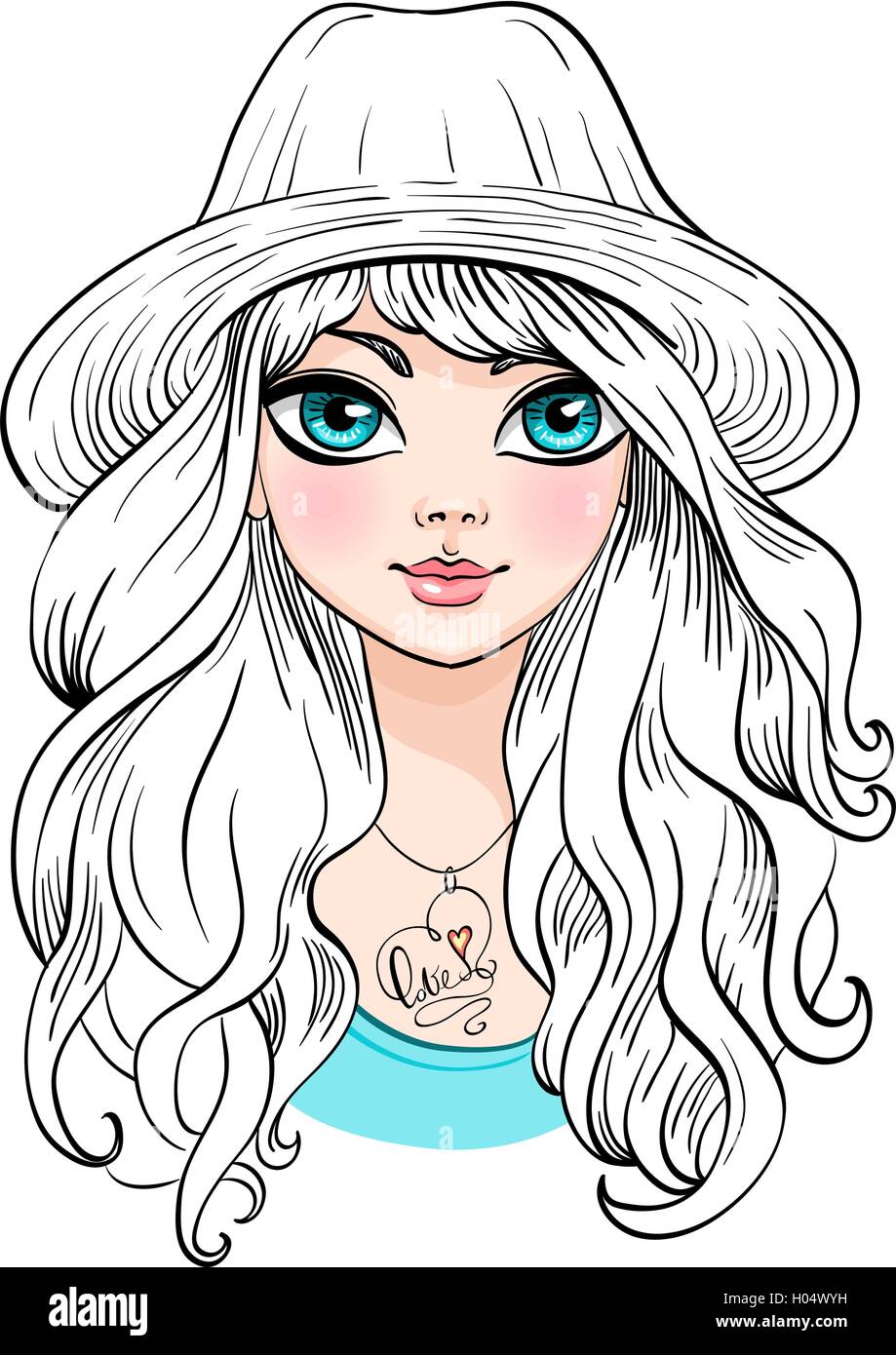 Vector beautiful fashion girl in hat Stock Vector Image & Art - Alamy
