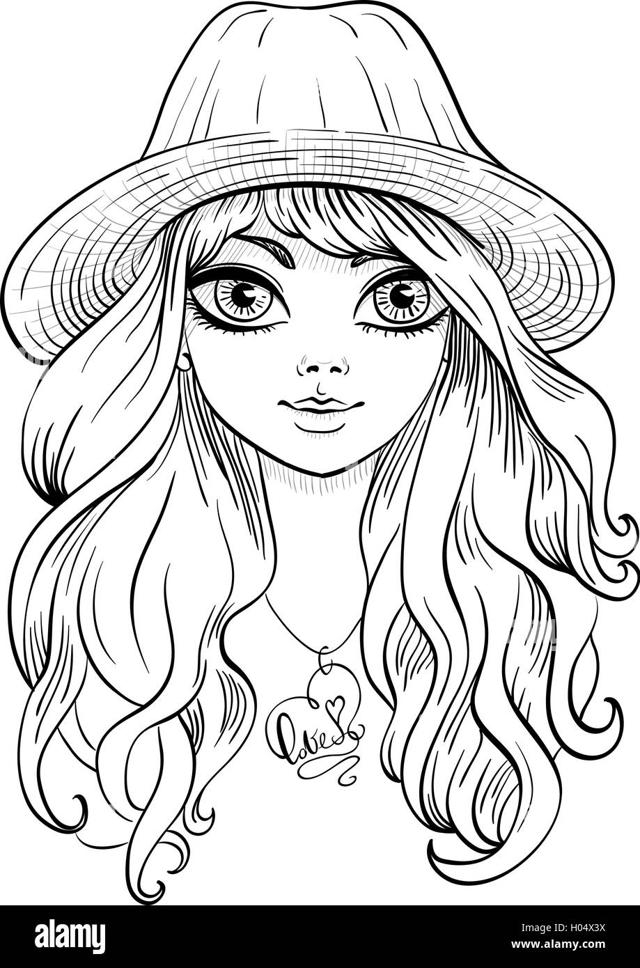 Vector beautiful fashion girl in hat Stock Vector Image & Art - Alamy