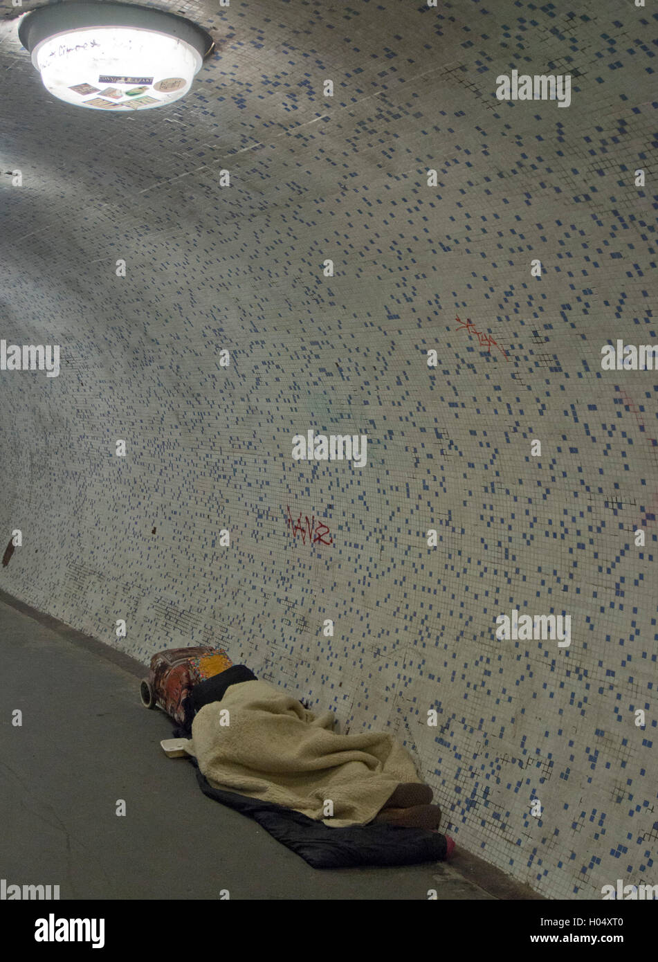 Homeless man sleeping on a subwayBudapest.Hungary Stock Photo - Alamy