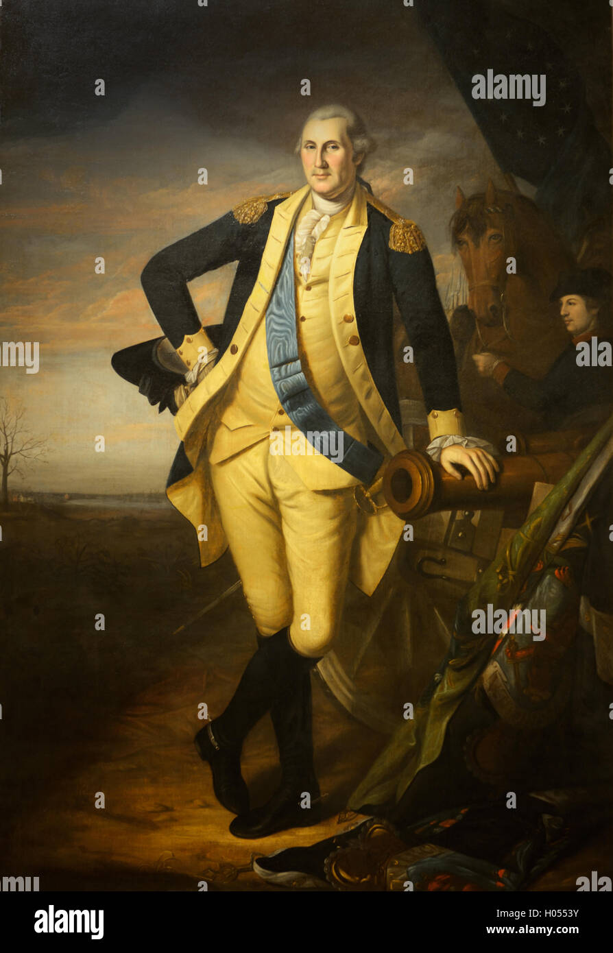 George Washington, Battle of Trenton, standing in military uniform, painted by Charles Wilson Peale ca 1779-1781 Stock Photo