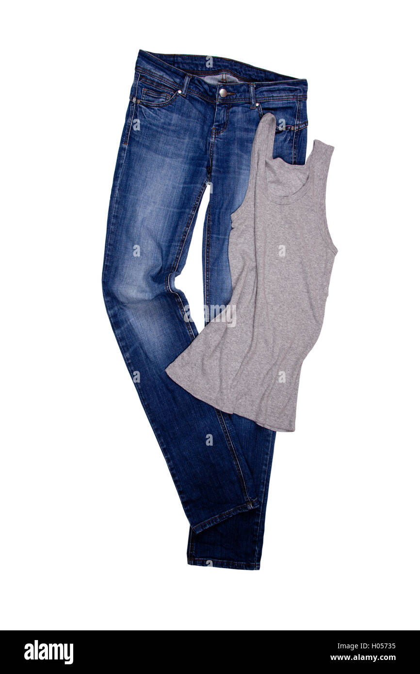 blue jeans and gray shirt Stock Photo Alamy