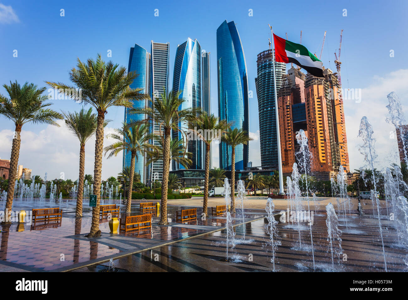 Skyscrapers in Abu Dhabi, UAE Stock Photo
