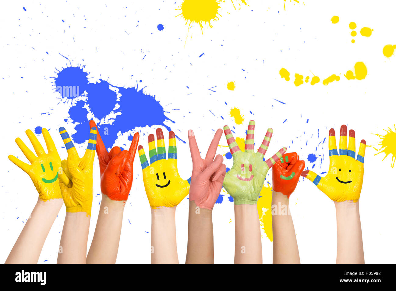 painted children's hands Stock Photo - Alamy