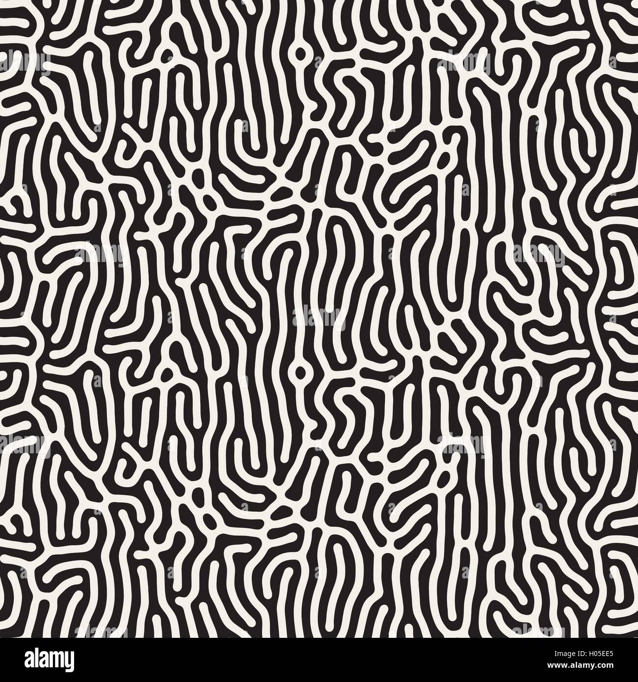 Vector Seamless Black and White Organic Lines Pattern Stock Vector ...