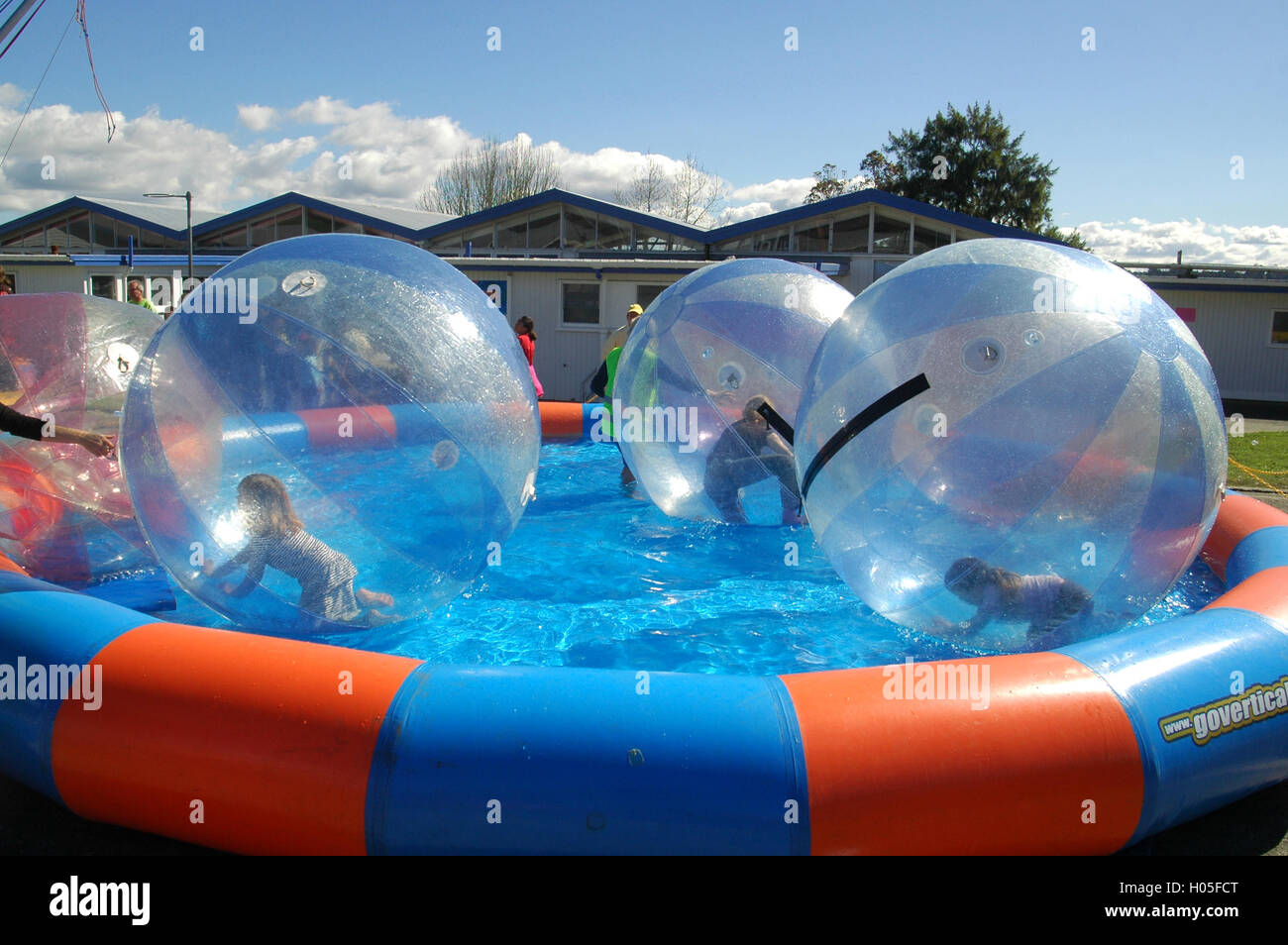Children doing water zorbing Stock Photo Alamy