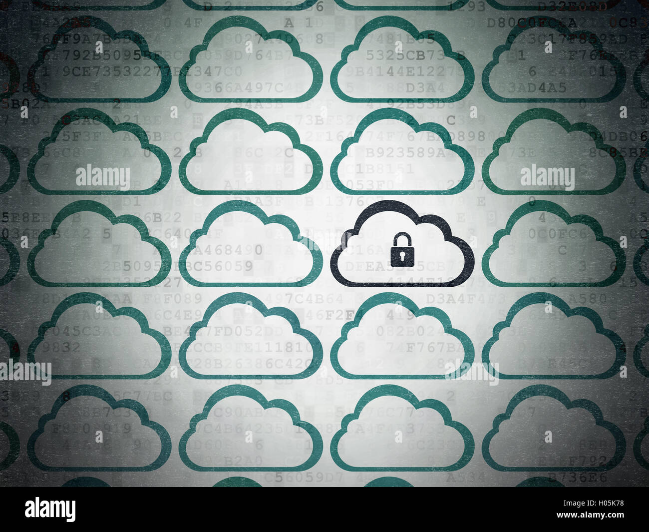 Cloud networking concept: cloud with padlock icon on Digital Data Paper ...