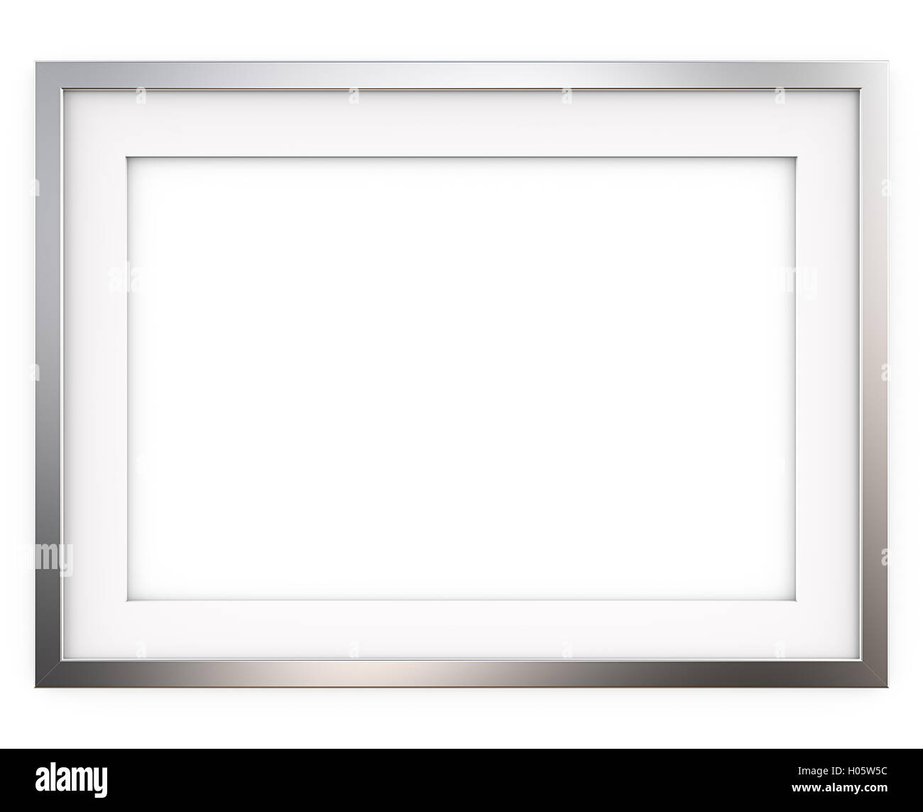 3D render of Classic Metal Frame with white Passe-partout. Blank for Copy Space. Stock Photo