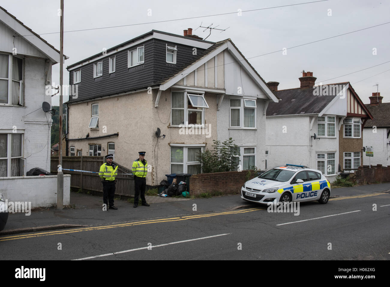 High Buckinghamshire, UK. 19th September 2016. Police maintain a scene watch at a
