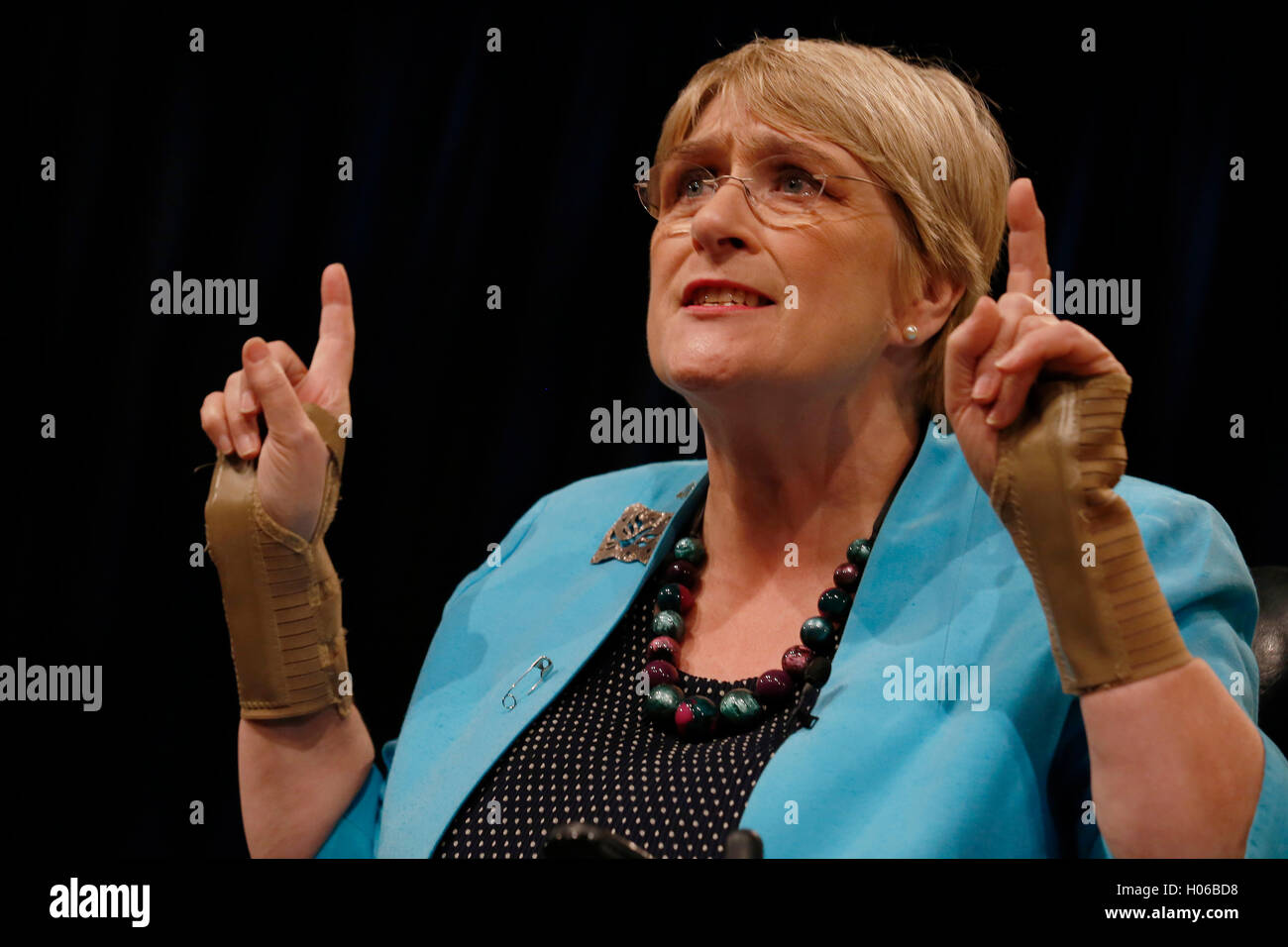 Brighton, UK. 20th Sep, 2016. Party president, Sarah Brinton, Baroness Brinton, known as Sal Brinton speaks during the Liberal Democrats Autumn Conference at Brighton, UK, Tuesday September 20, 2016.       Credit:  Luke MacGregor/Alamy Live News Stock Photo