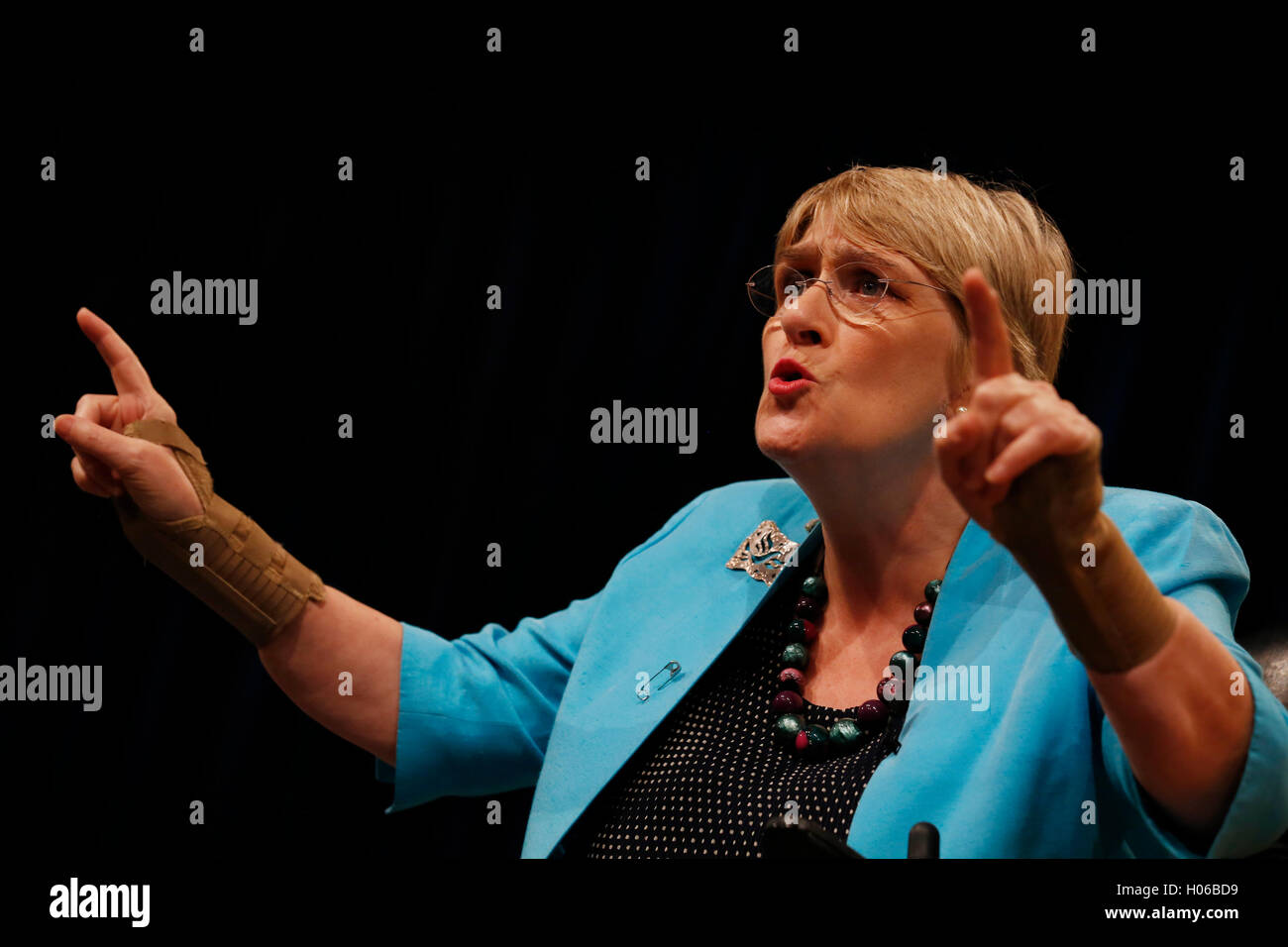 Brighton, UK. 20th Sep, 2016. Party president, Sarah Brinton, Baroness Brinton, known as Sal Brinton speaks during the Liberal Democrats Autumn Conference at Brighton, UK, Tuesday September 20, 2016.       Credit:  Luke MacGregor/Alamy Live News Stock Photo