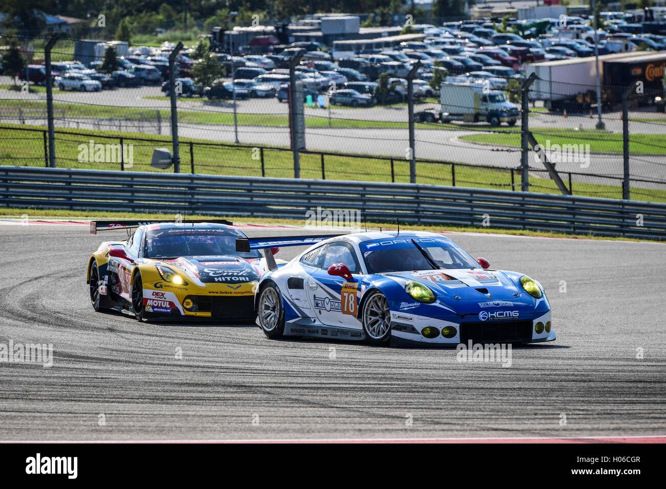 18.09.2016. Circuit of the Americas, Austin, Texas, USA.  WEC 6 Hours Endureance racing.  #78 KCMG (HKG) PORSCHE 911 RSR LMGTE AM CHRISTIAN RIED (DEU) WOLF HENZLER (DEU) JOEL CAMATHIAS (CHE) Stock Photo