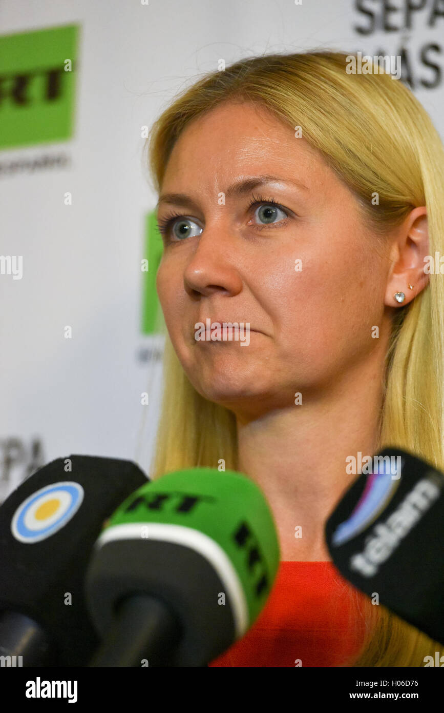 Buenos Aires, Argentina. 19 Sept, 2016. Director of the Russian channel broadcast RT Victoria Vorontsova during sneak preview of the documentaries of RT in Buenos Aries, Argentina. Credit:  Anton Velikzhanin/Alamy Live News Stock Photo