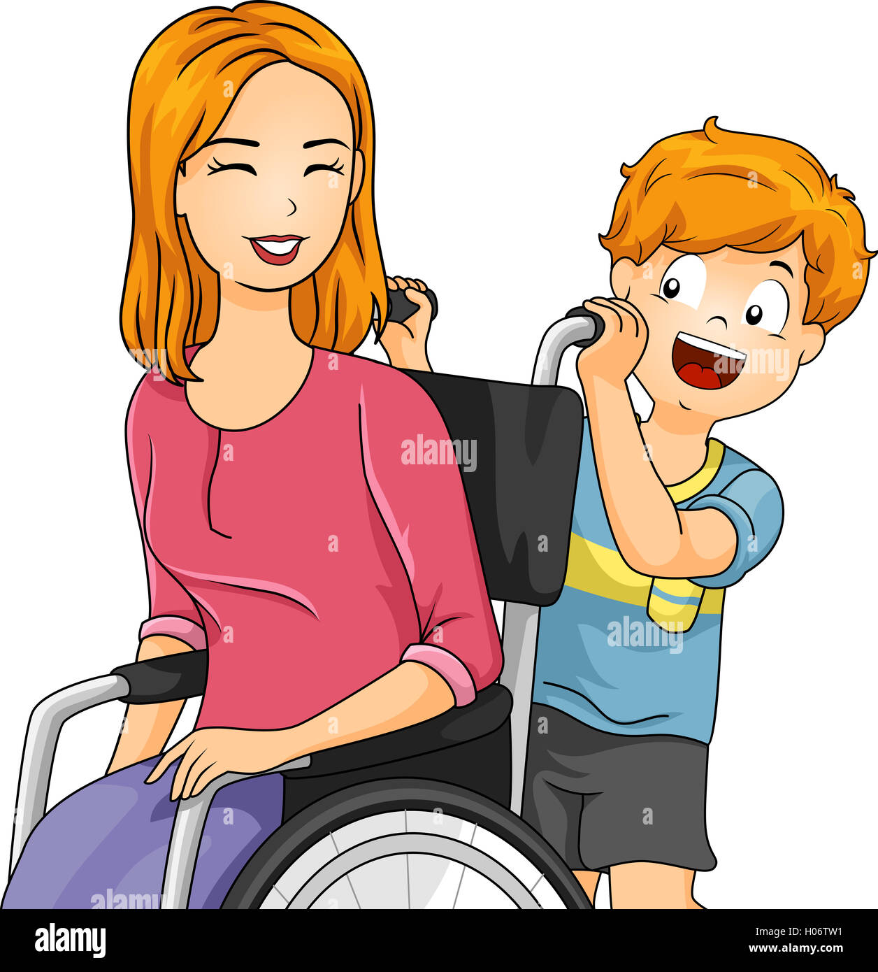 Young boy pushing wheelchair hires stock photography and images Alamy