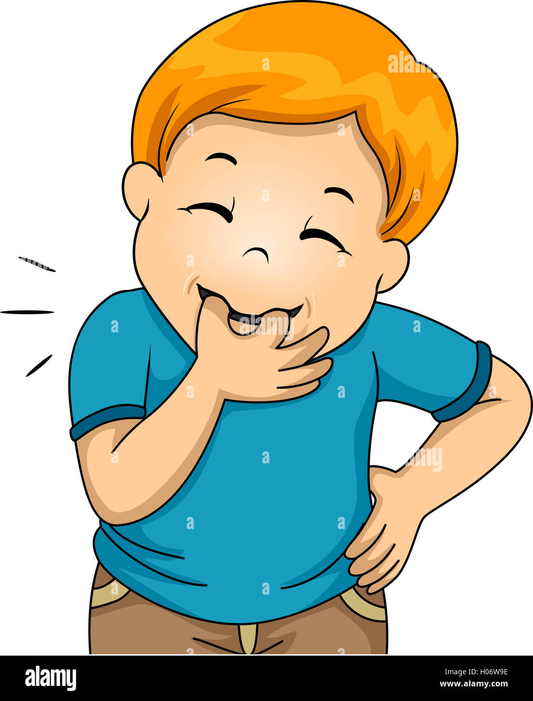 Illustration of a Little Boy Whistling Using His Fingers Stock Photo