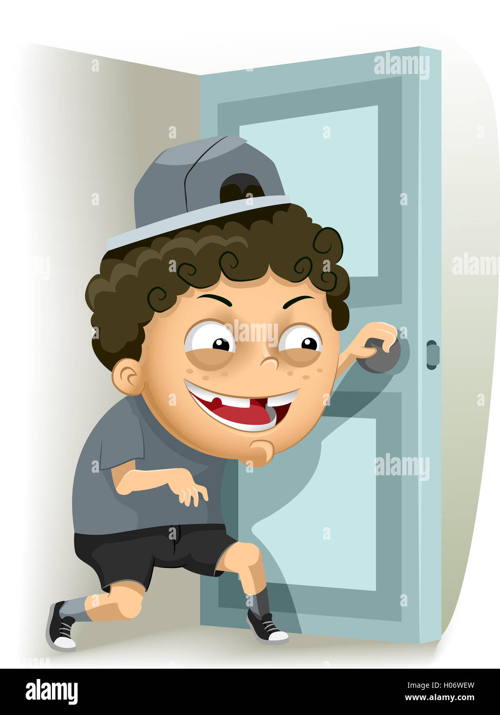Illustration Of A Mischievous Little Boy Sneaking Out Stock Photo Alamy Illustration Of A Mischievous Little Boy Sneaking Out Stock Photo Alamy