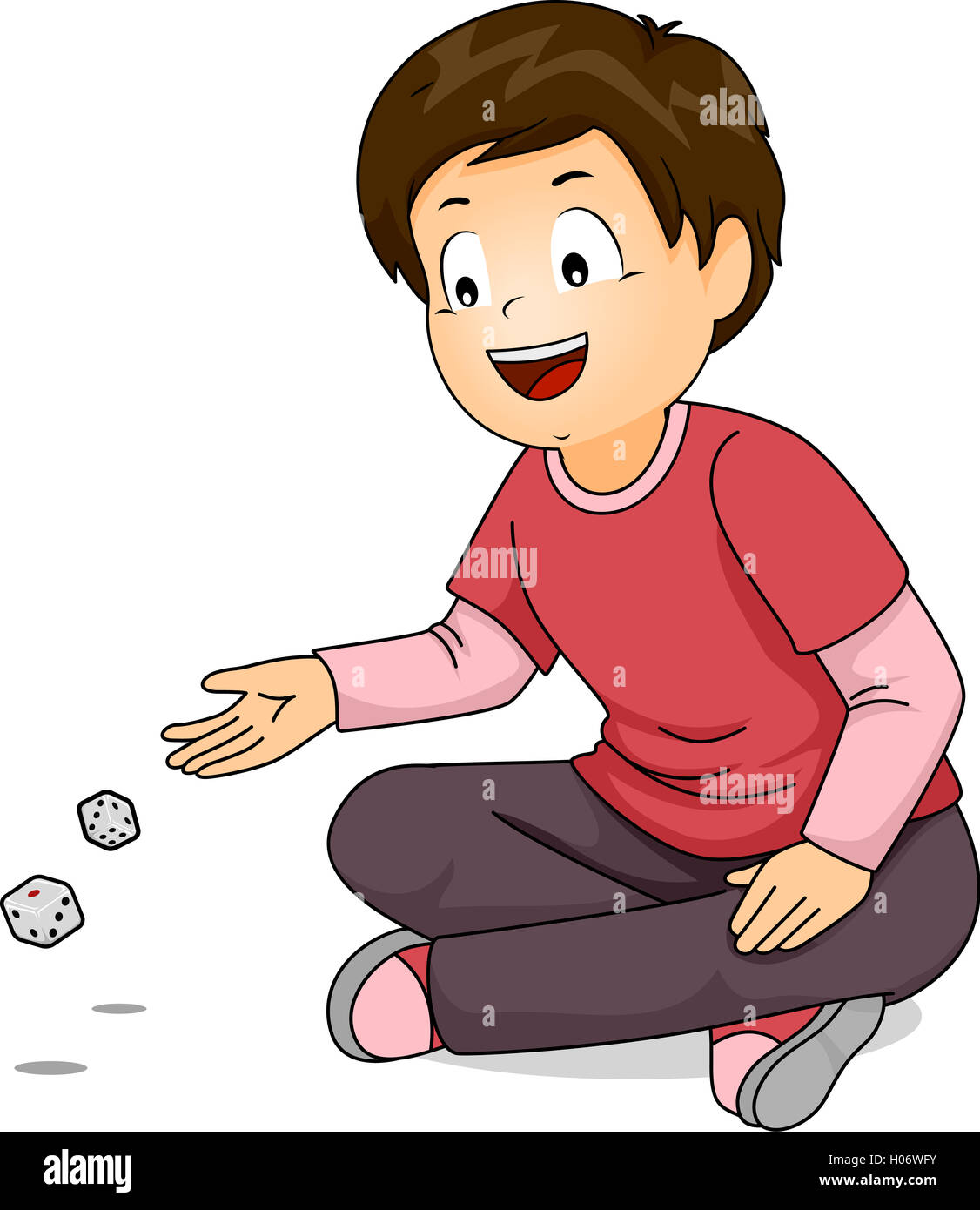 Illustration of a Little Boy Throwing Dice on the Floor Stock Photo Alamy