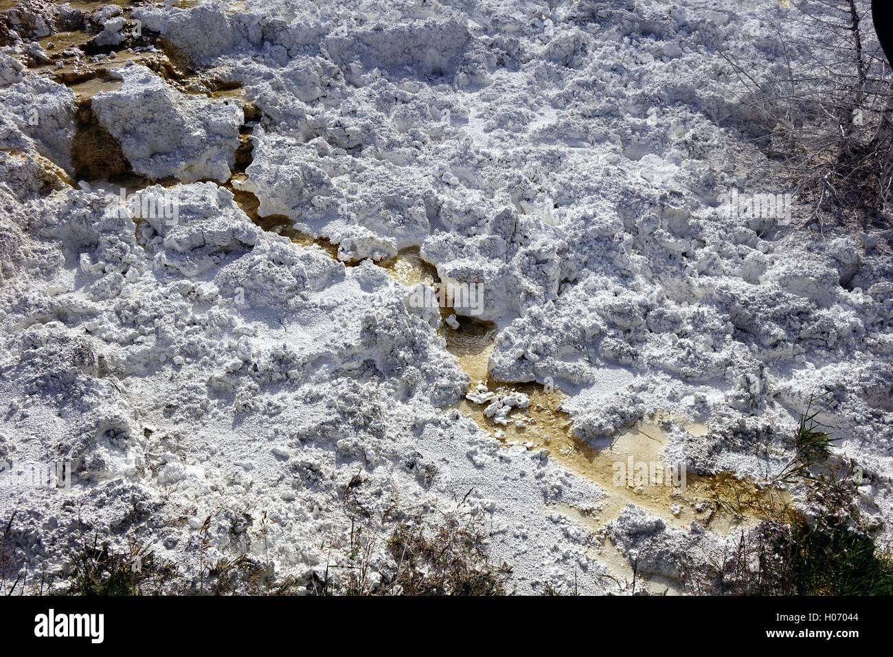 water seeps through calcium carbonate deposits at Lower terraces