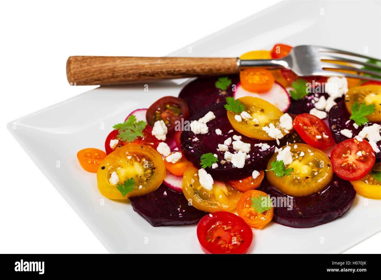 Tomato Beet Salad with Feta Stock Photo