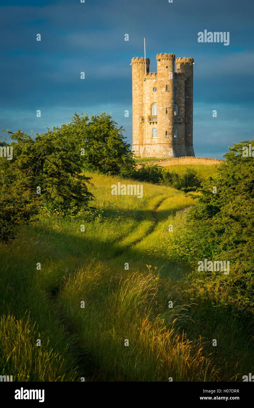 Early morning at Broadway Tower, the Cotswolds, Worcestershire, England Stock Photo