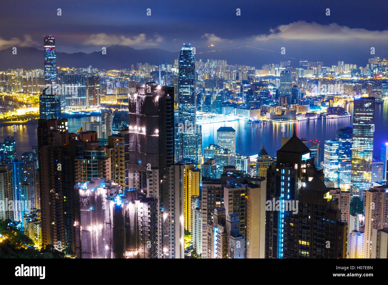 Hong Kong skyline from Peak at mid night Stock Photo - Alamy