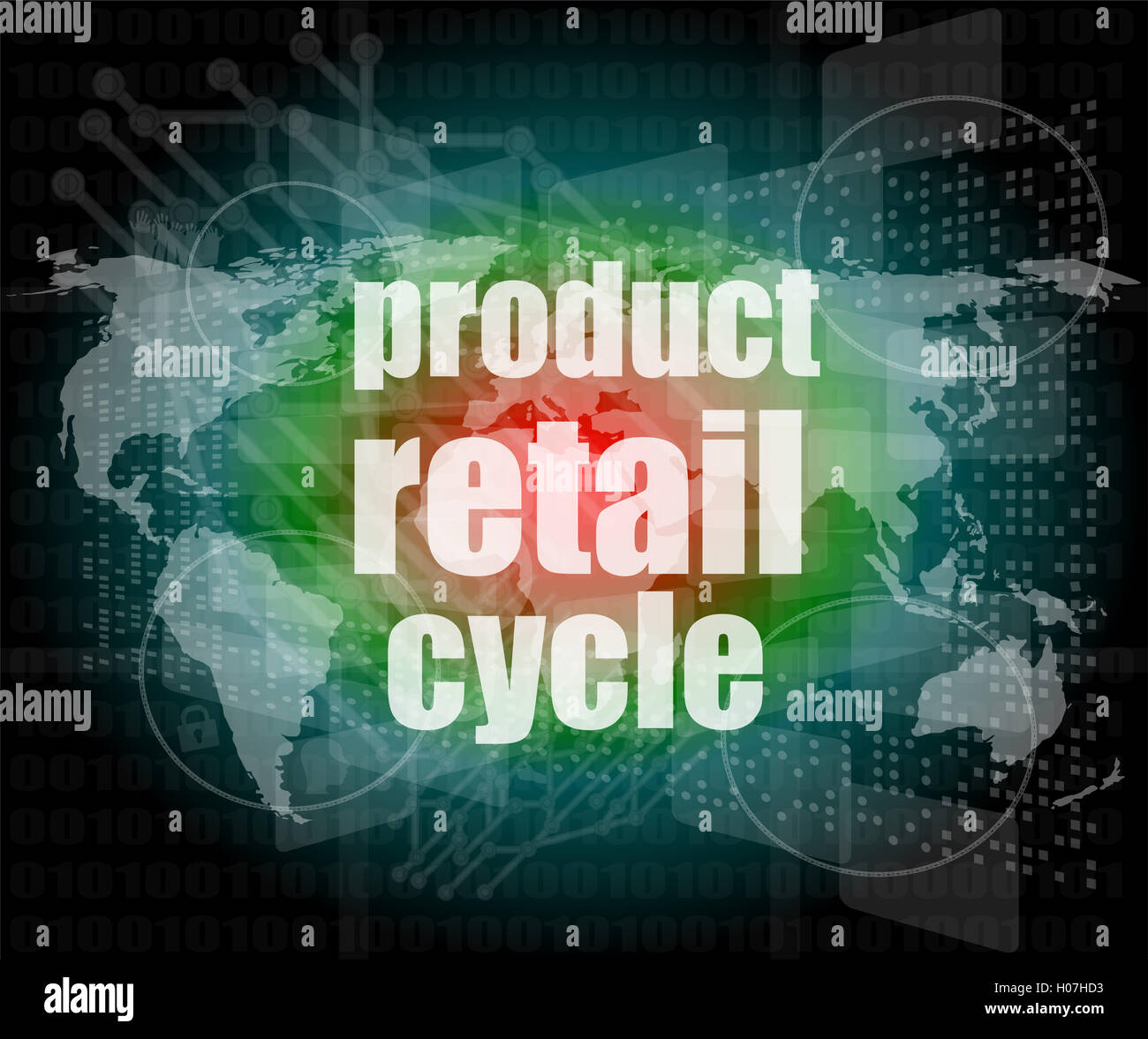 product retail cycle - digital touch screen interface Stock Photo