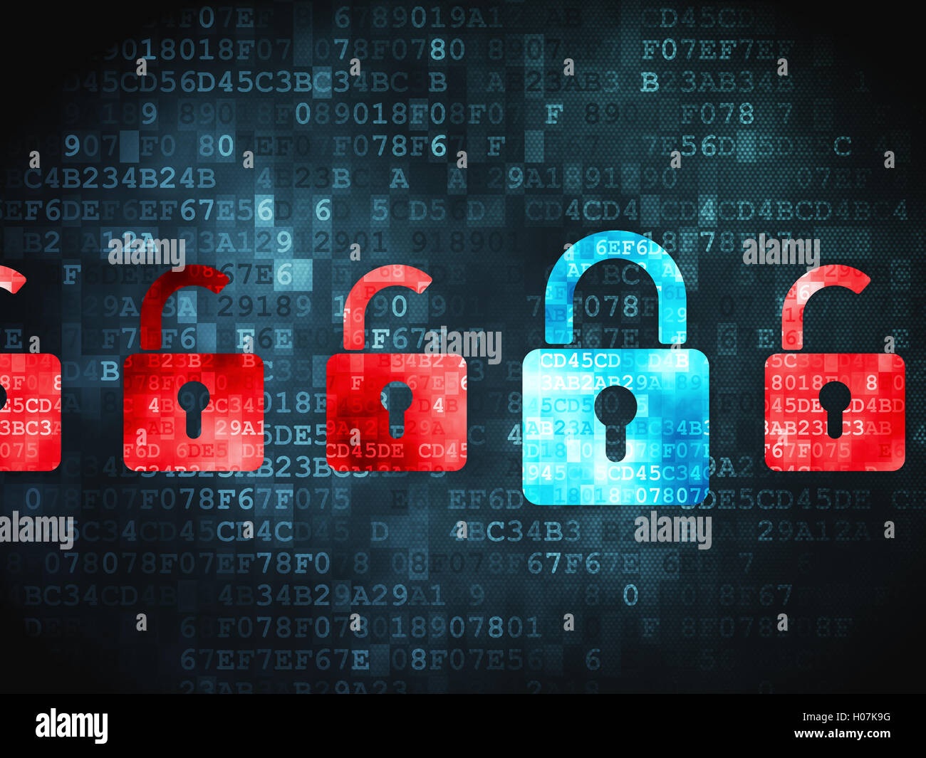 Security concept: Locks on digital background Stock Photo