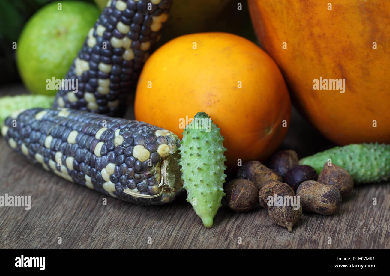 Fruits and Vegetables of Jhum Cultivation Stock Photo